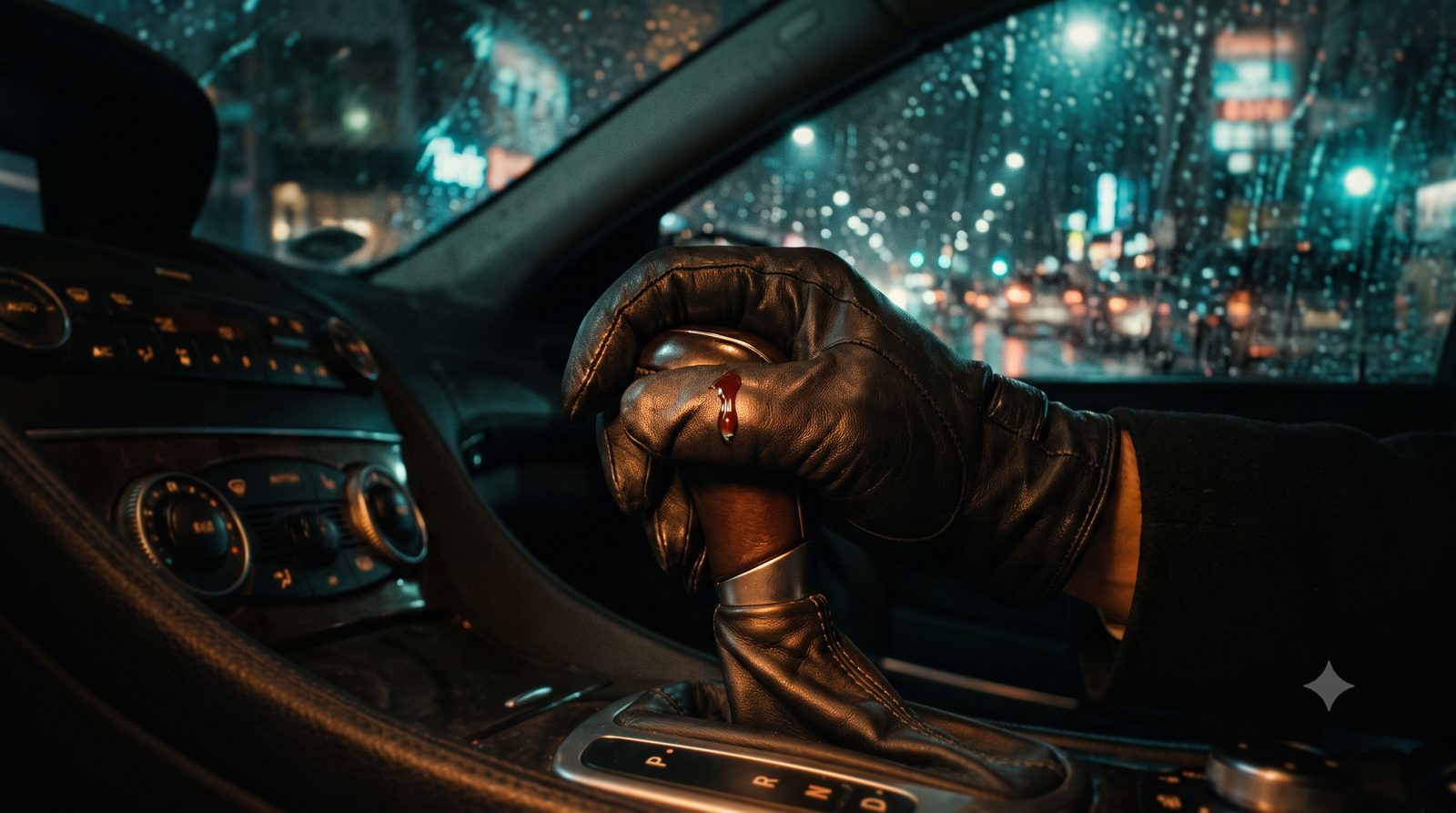 Gloved hand on the gearshift